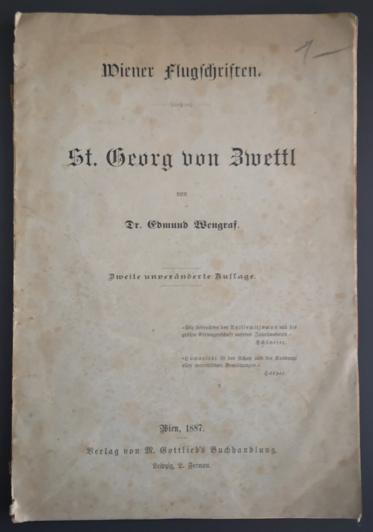Wiener Flugschriften - St. Georg von Zwettl
