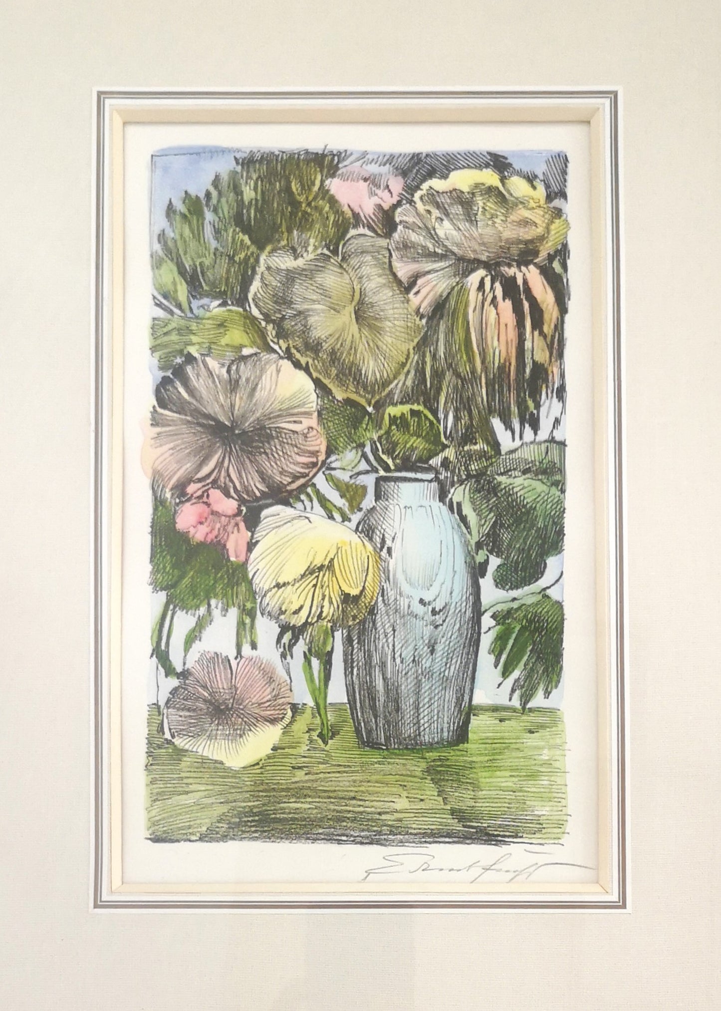 Ernst Fuchs Lithographie Blumenvase