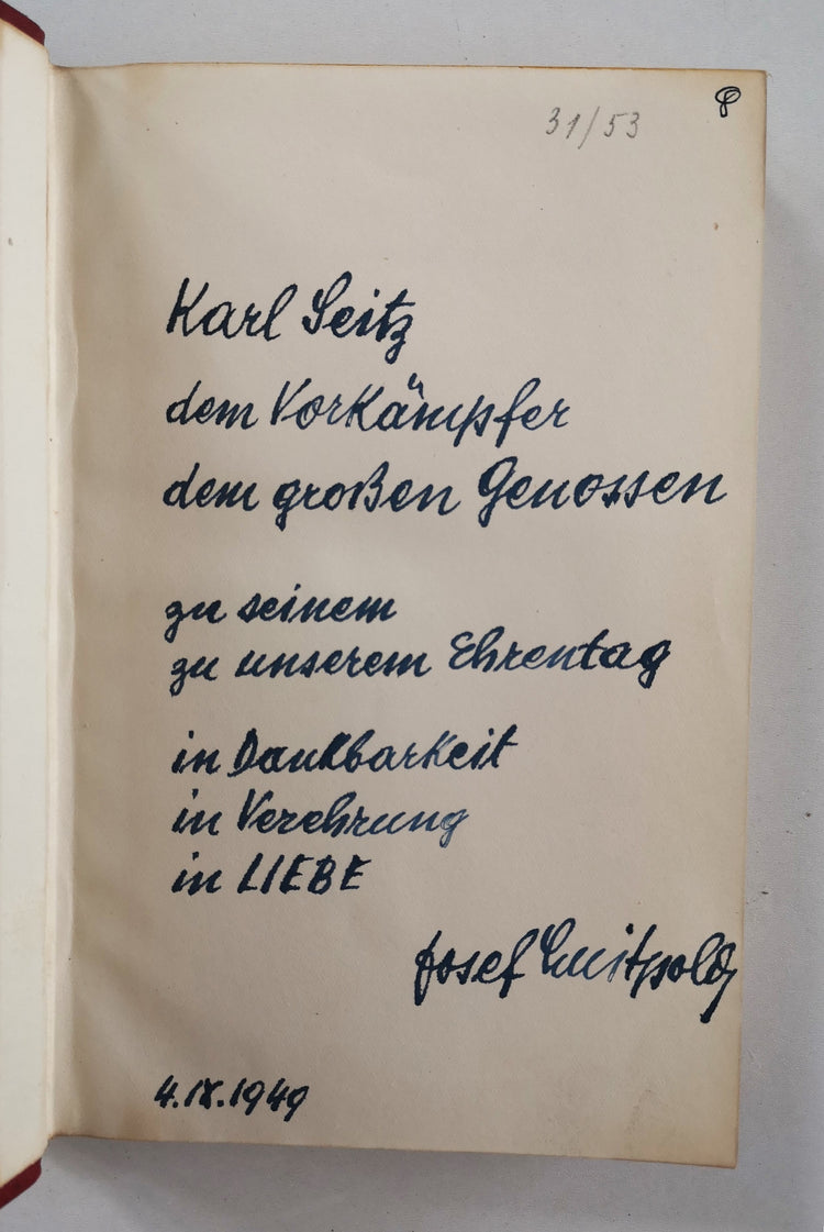 Das Josef-Luitbold Buch - Widmungsexemplar Josef Luitpold an Karl SEITZ (1949)