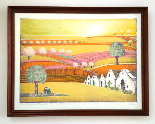 Gottfried Kumpf Lithografie "Frühsommer im Burgenland"