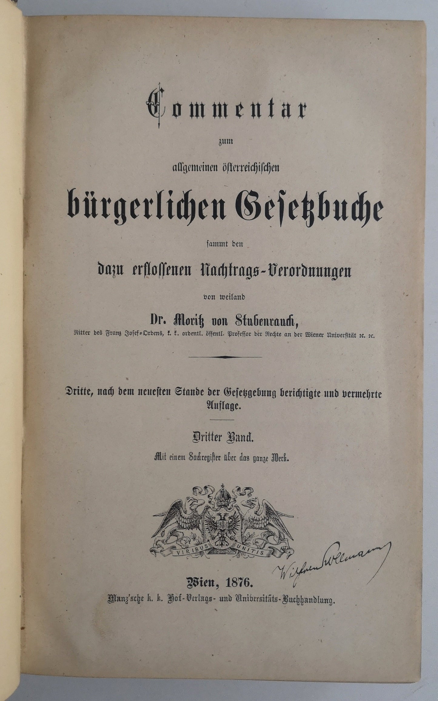 Commentar zum allgemeinen österreichischen bürgerlichen Gesetzbuche